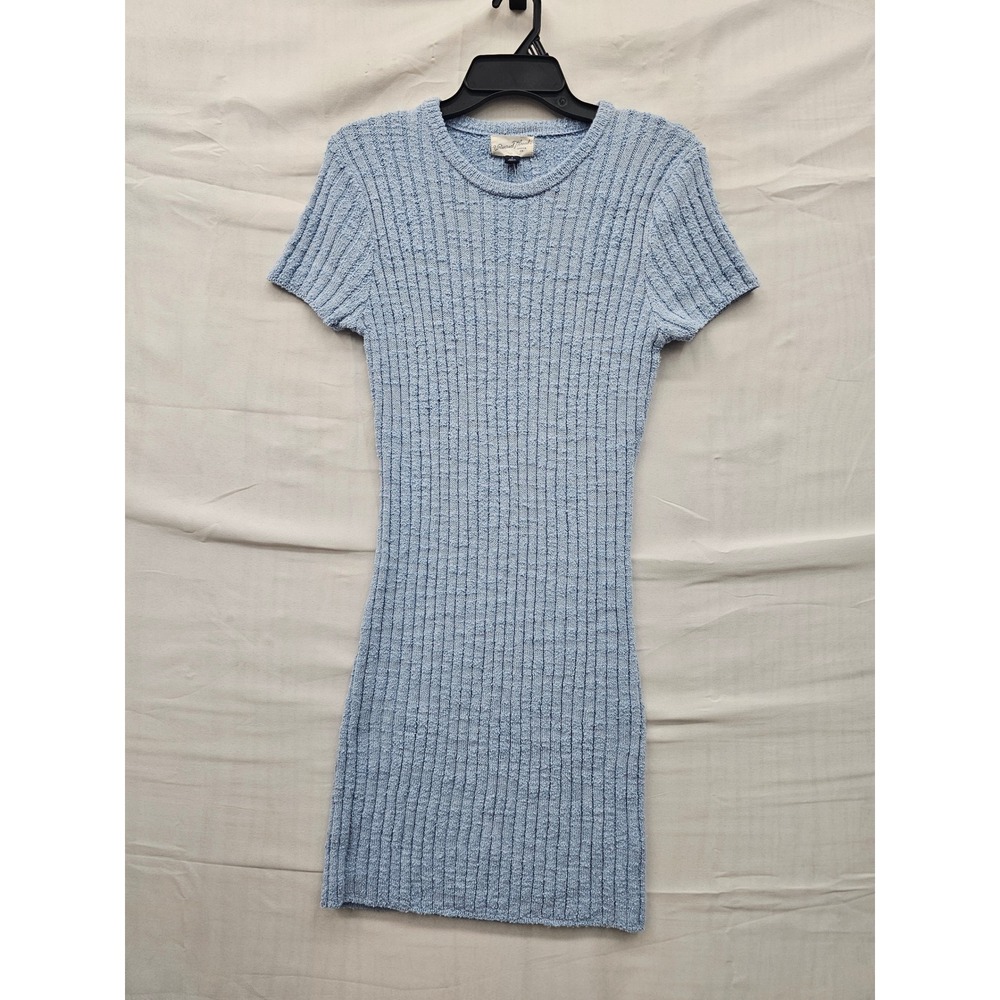 Universal Thread Womens Ribbed Mini Dress Blue Cotton Blend Casual Size Small